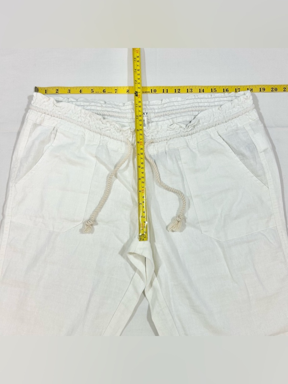 NWT Roxy Women's XL Oceanside Pants Linen Viscose Comfort Summer Beach White - Picture 3 of 7